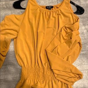 Cold shoulder yellow shirt